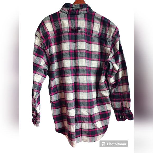 Vintage 90s Grunge Susquehanna Trail Plaid Jacquard Button Down Shirt - Size LG - Picture 6 of 10